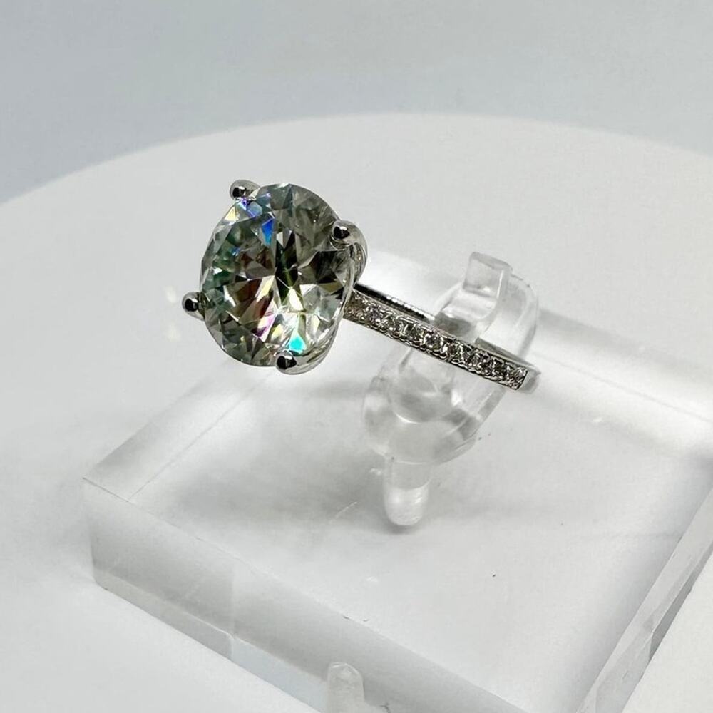 Moissanite Diamond Ring 3 Ct Engagement Wedding Round Cut Solitaire GRA Size 6 - Picture 2 of 11